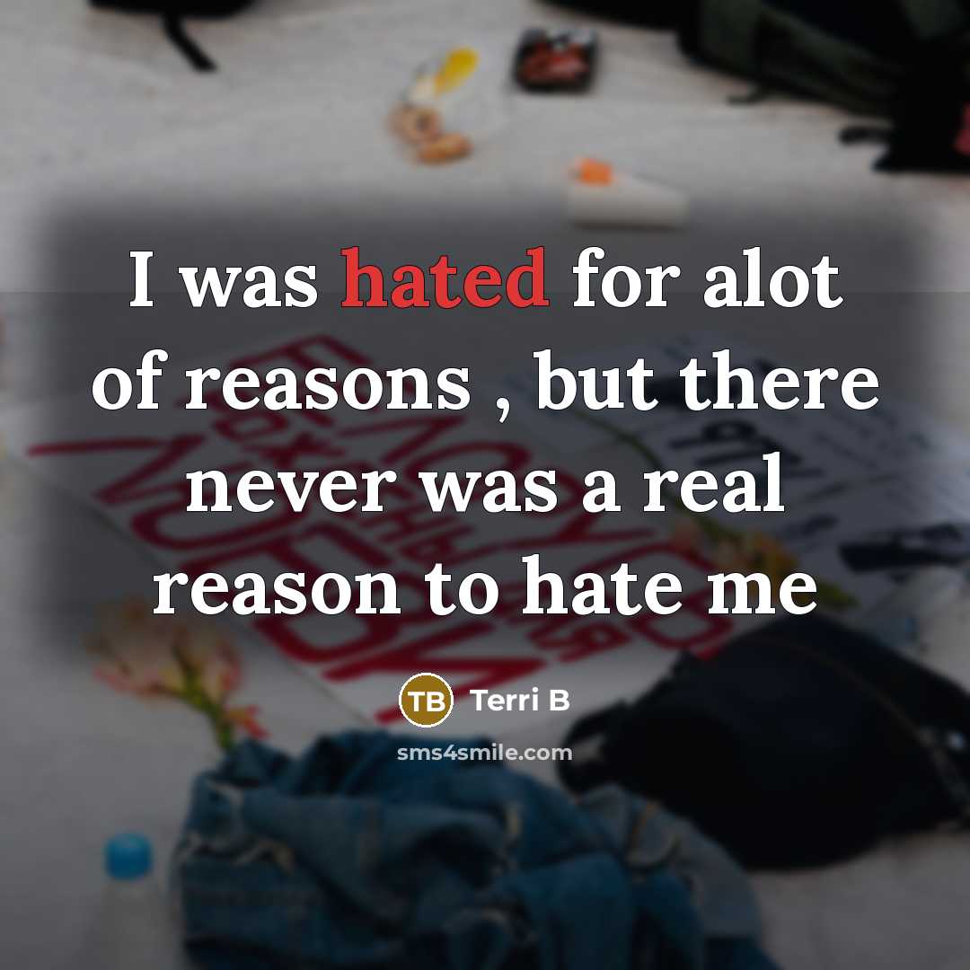 “I was hated for alot of reasons , but there…” quote by Terri B