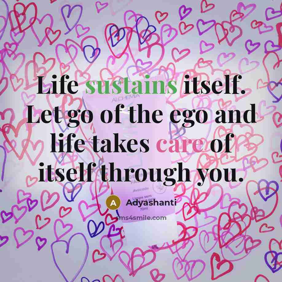 “Life sustains itself. Let go of the ego and life…” quote by Adyashanti