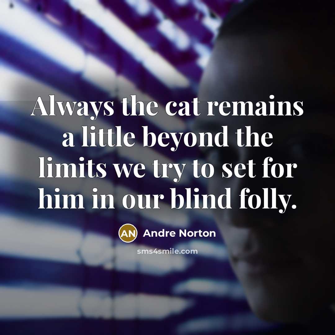 “Always the cat remains a little beyond the limits we…” quote by Andre Norton