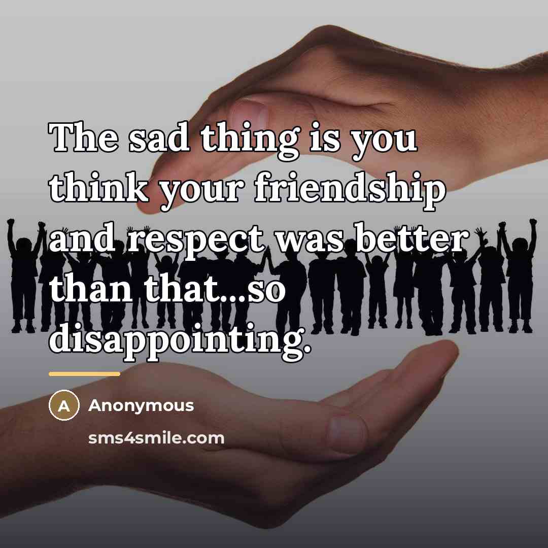 “The sad thing is you think your friendship and respect…” quote by Anonymous