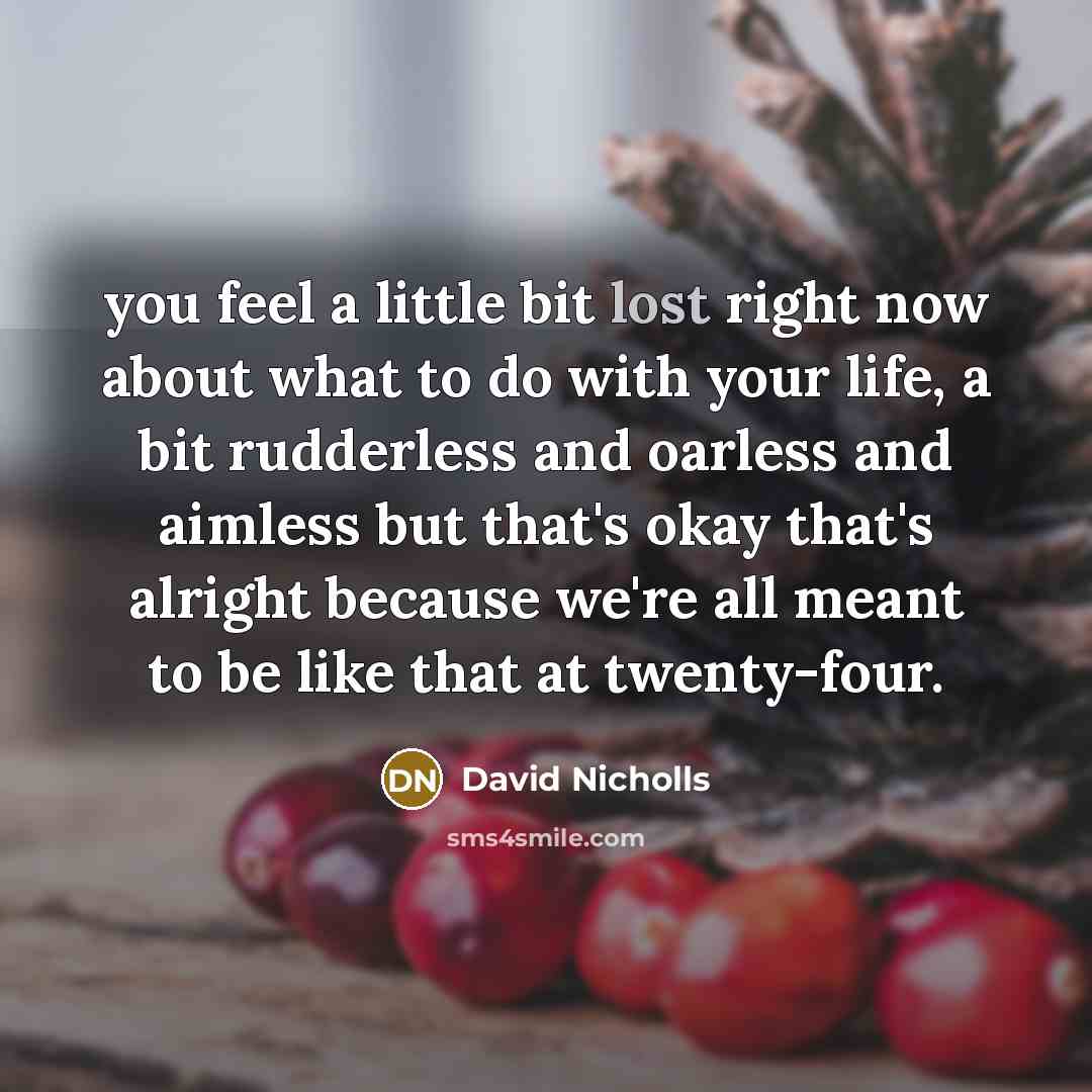 “you feel a little bit lost right now about what…” quote by David Nicholls