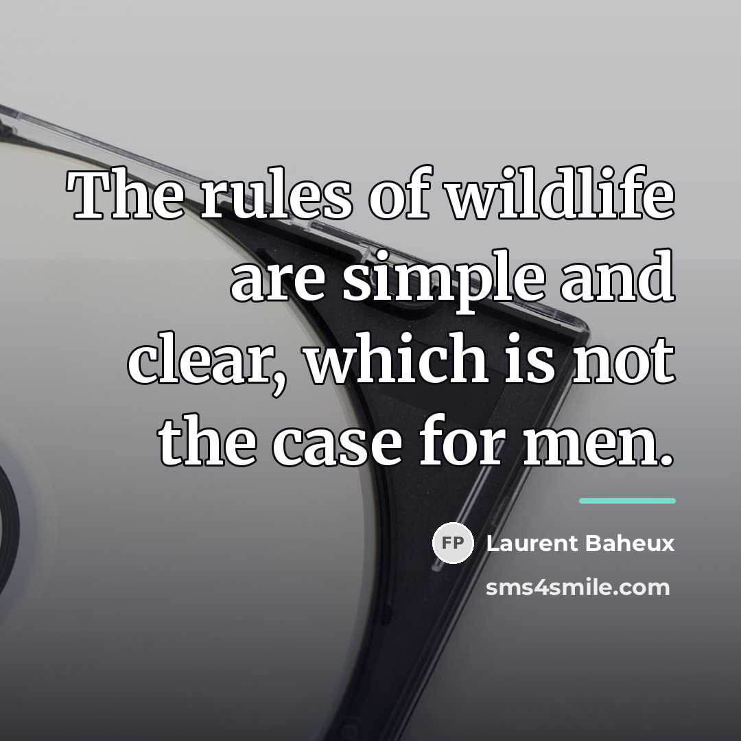 “The rules of wildlife are simple and clear, which is…” quote by Laurent Baheux