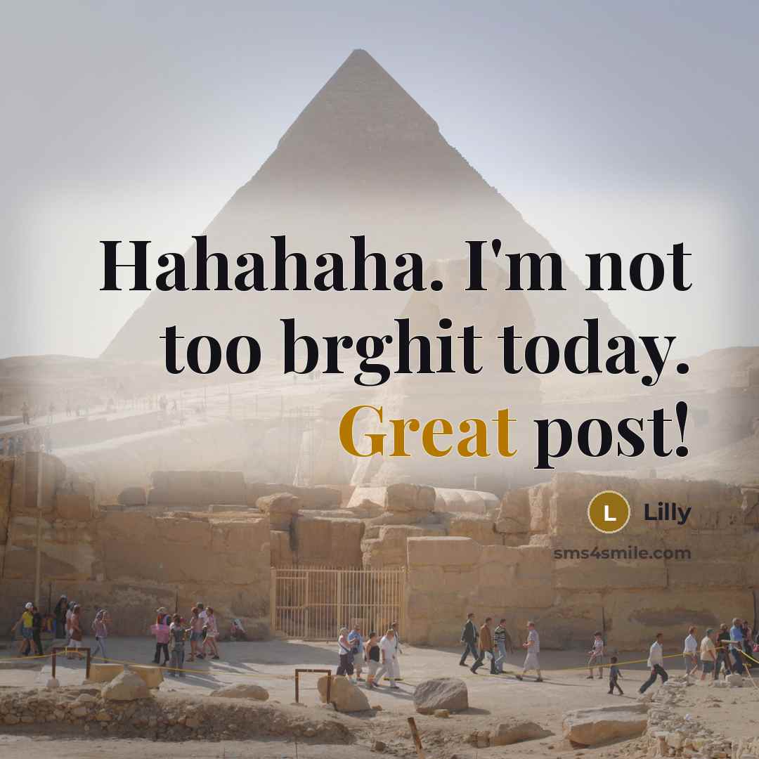 “Hahahaha. I'm not too brghit today. Great post!…” quote by Lilly