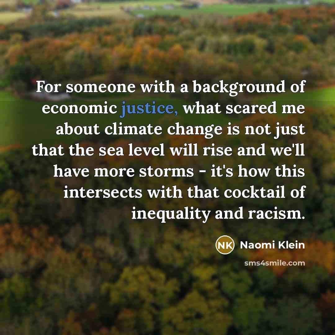 “For someone with a background of economic justice, what scared…” quote by Naomi Klein