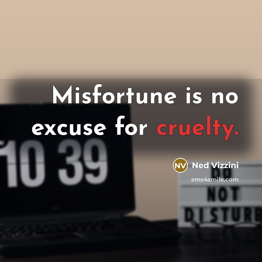 “Misfortune is no excuse for cruelty.…” quote by Ned Vizzini