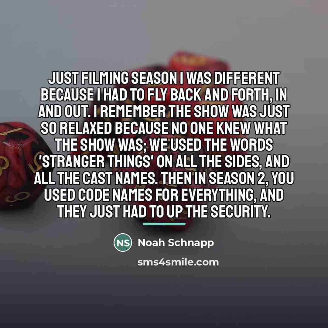 “Just filming Season 1 was different because I had to…” quote by Noah Schnapp