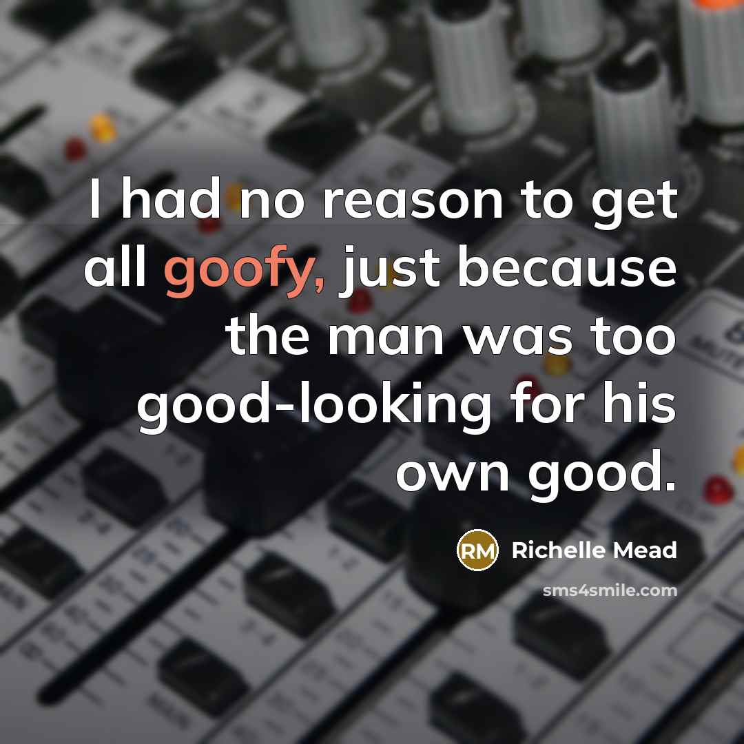 “I had no reason to get all goofy, just because…” quote by Richelle Mead