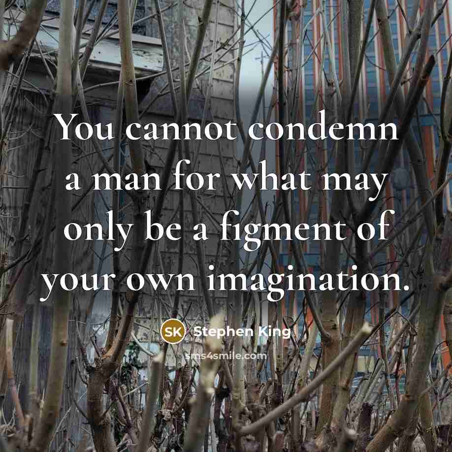 “You cannot condemn a man for what may only be a figment of your own imagination.” quote by Stephen King