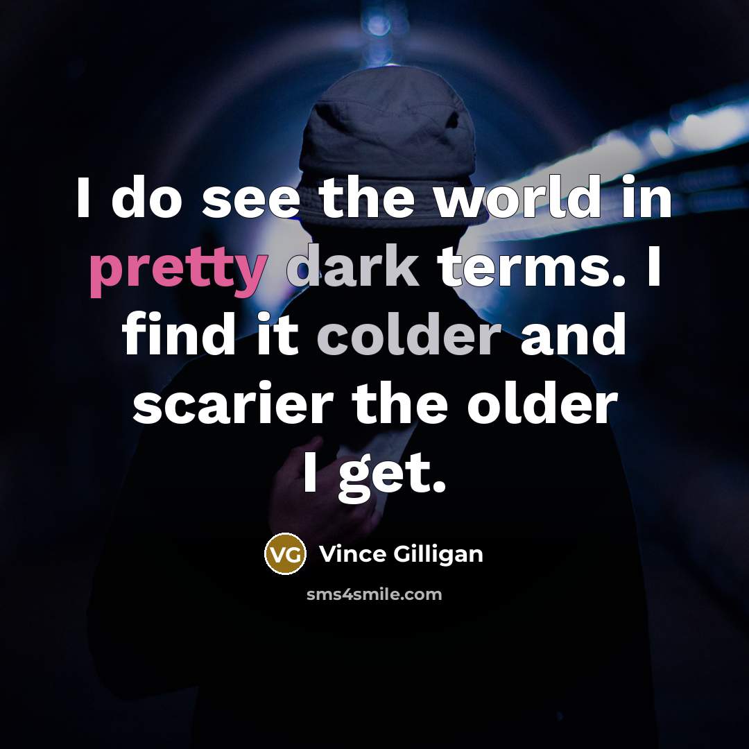 “I do see the world in pretty dark terms. I…” quote by Vince Gilligan
