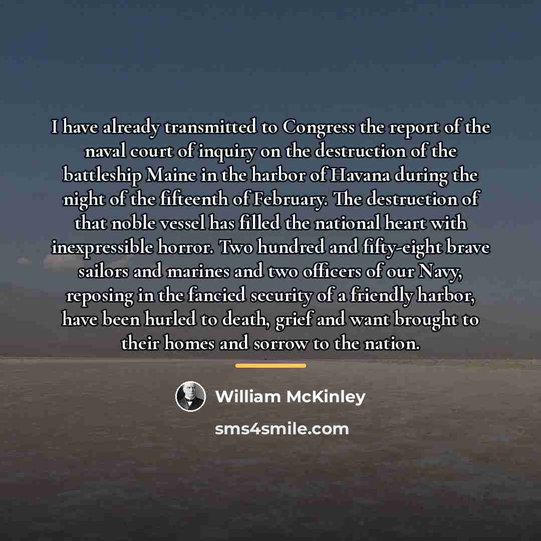 “I have already transmitted to Congress the report of the…” quote by William McKinley