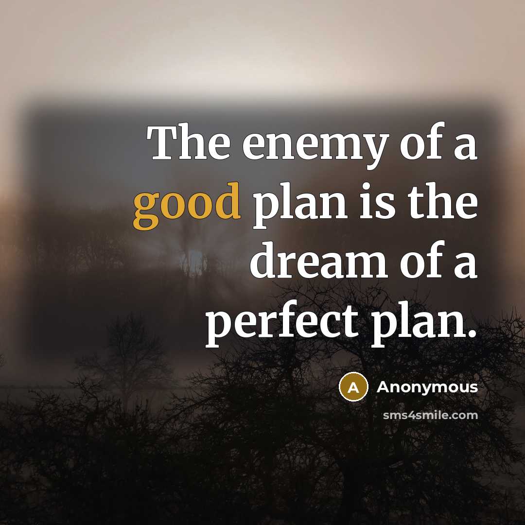 “The enemy of a good plan is the dream of…” quote by Anonymous