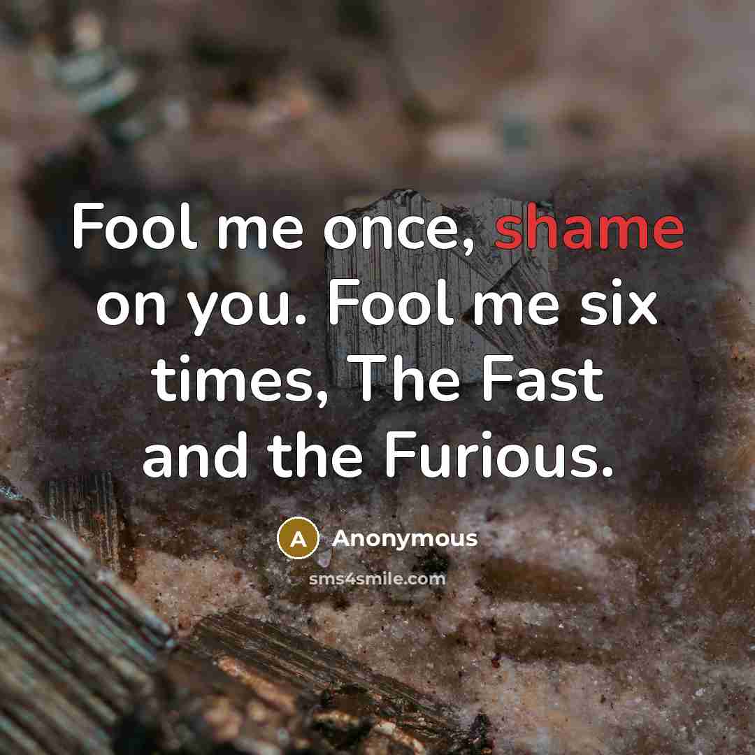 “Fool me once, shame on you. Fool me six times,…” quote by Anonymous