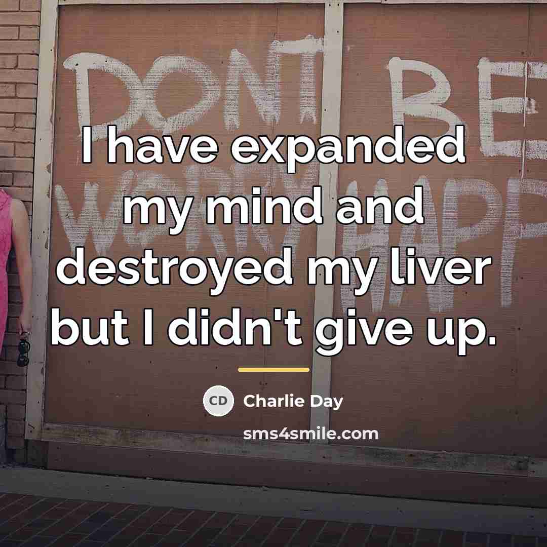 “I have expanded my mind and destroyed my liver but…” quote by Charlie Day