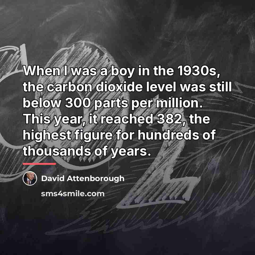 “When I was a boy in the 1930s, the carbon…” quote by David Attenborough