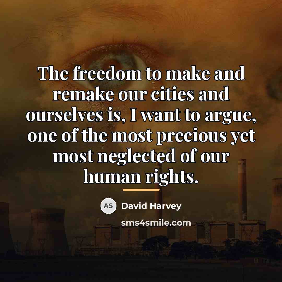 “The freedom to make and remake our cities and ourselves…” quote by David Harvey