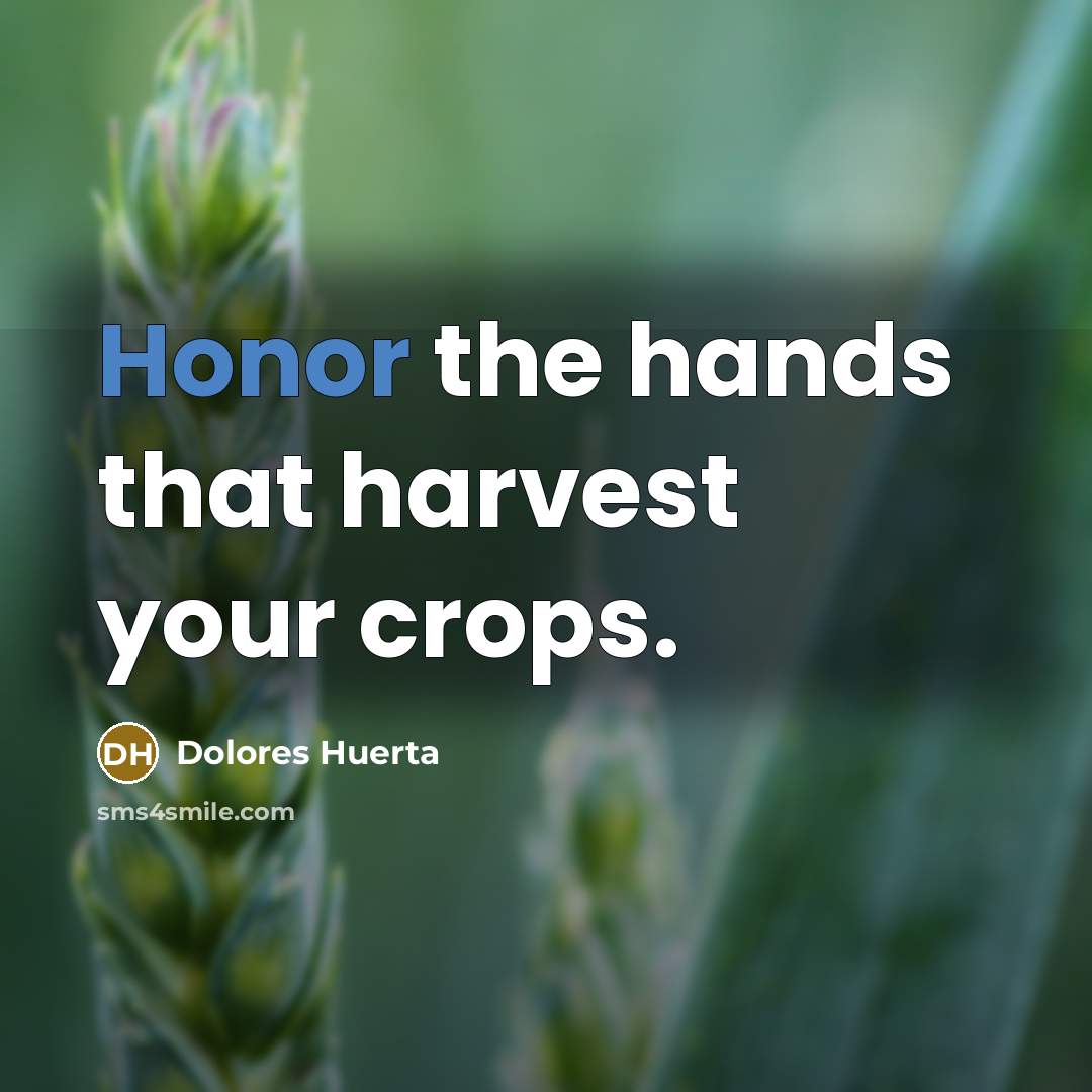 “Honor the hands that harvest your crops.…” quote by Dolores Huerta