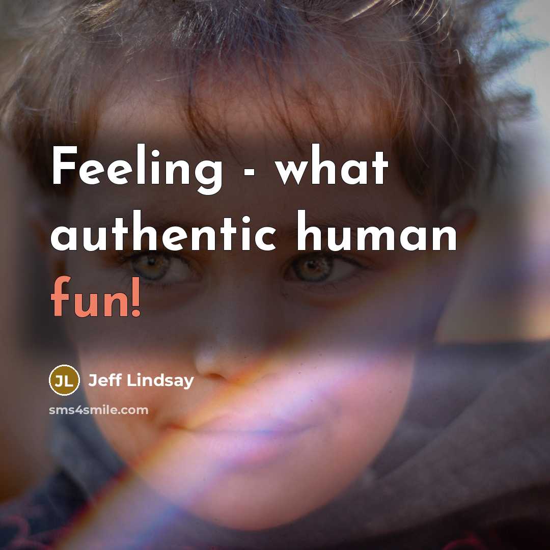 “Feeling - what authentic human fun!” quote by Jeff Lindsay