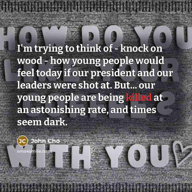 “I'm trying to think of - knock on wood -…” quote by John Cho