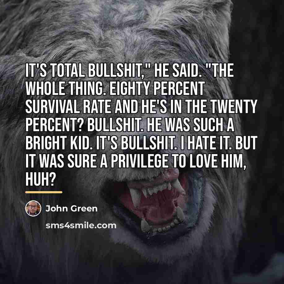 “It's total bullshit," he said. "The whole thing. Eighty percent…” quote by John Green