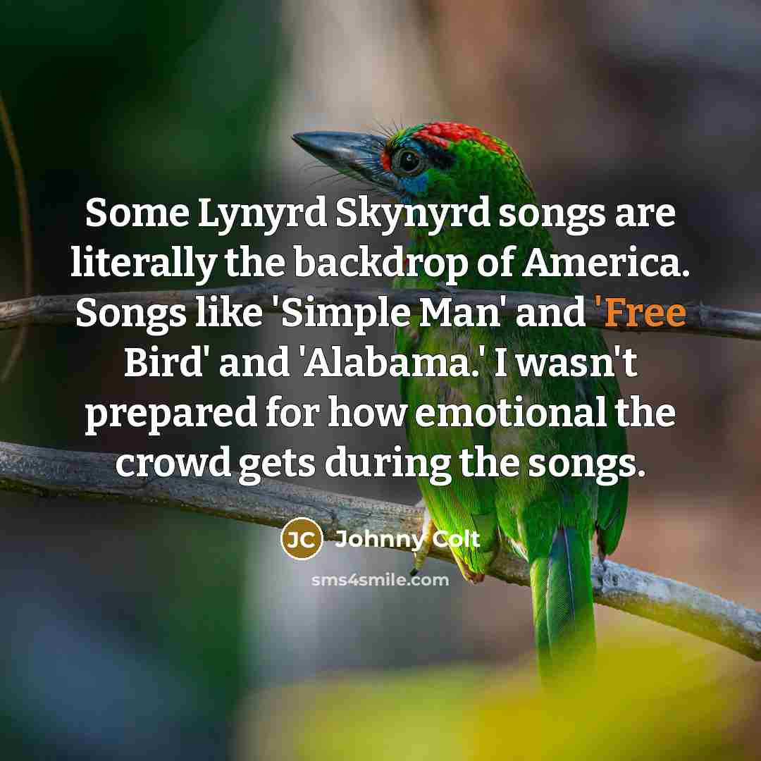 “Some Lynyrd Skynyrd songs are literally the backdrop of America.…” quote by Johnny Colt