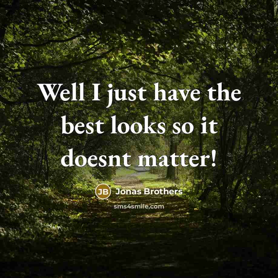 “Well I just have the best looks so it doesnt…” quote by Jonas Brothers