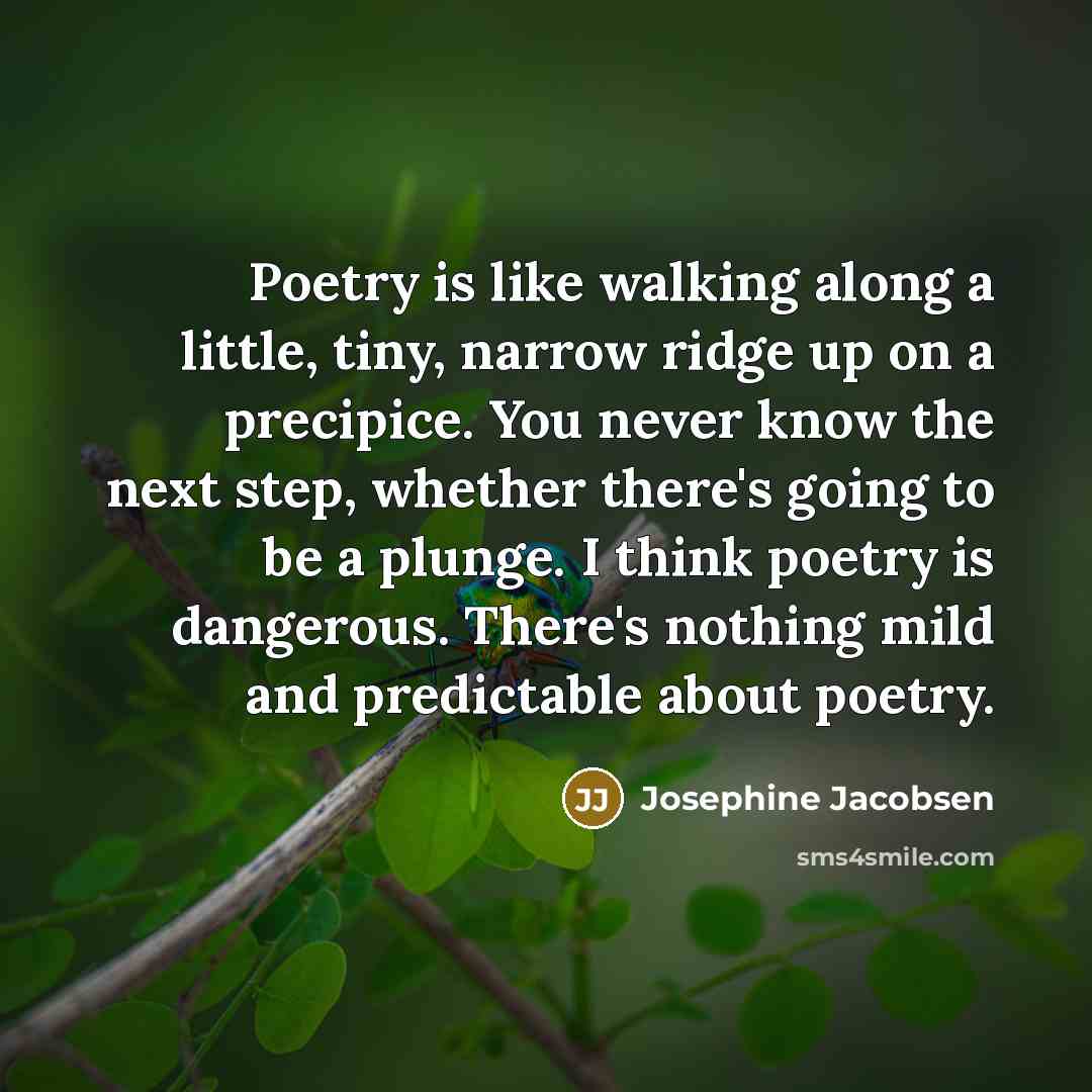 “Poetry is like walking along a little, tiny, narrow ridge…” quote by Josephine Jacobsen