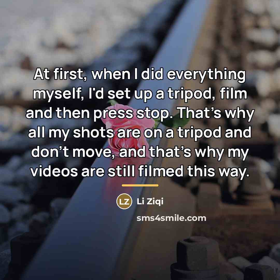 “At first, when I did everything myself, I'd set up…” quote by Li Ziqi