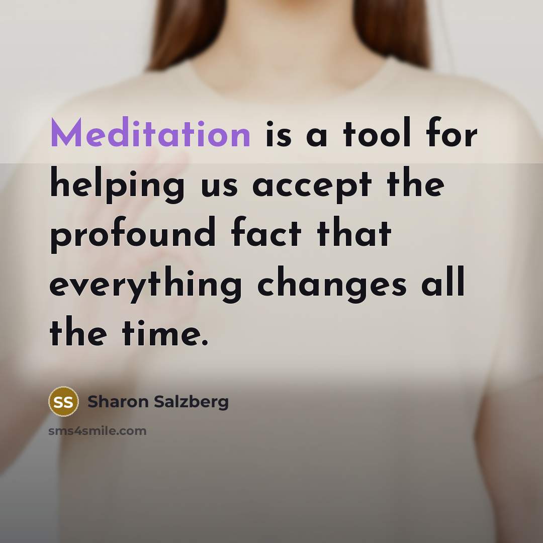 “Meditation is a tool for helping us accept the profound…” quote by Sharon Salzberg