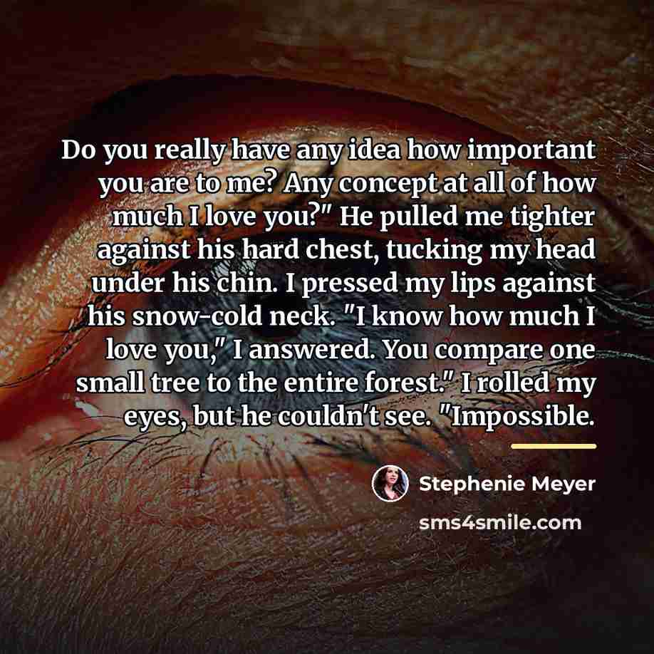 “Do you really have any idea how important you are…” quote by Stephenie Meyer