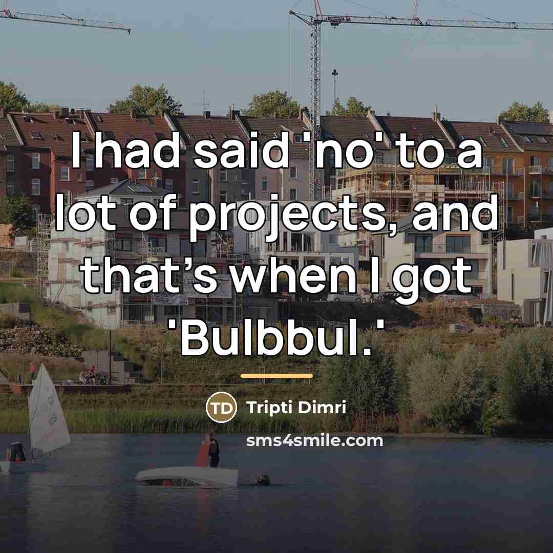 “I had said 'no' to a lot of projects, and…” quote by Tripti Dimri