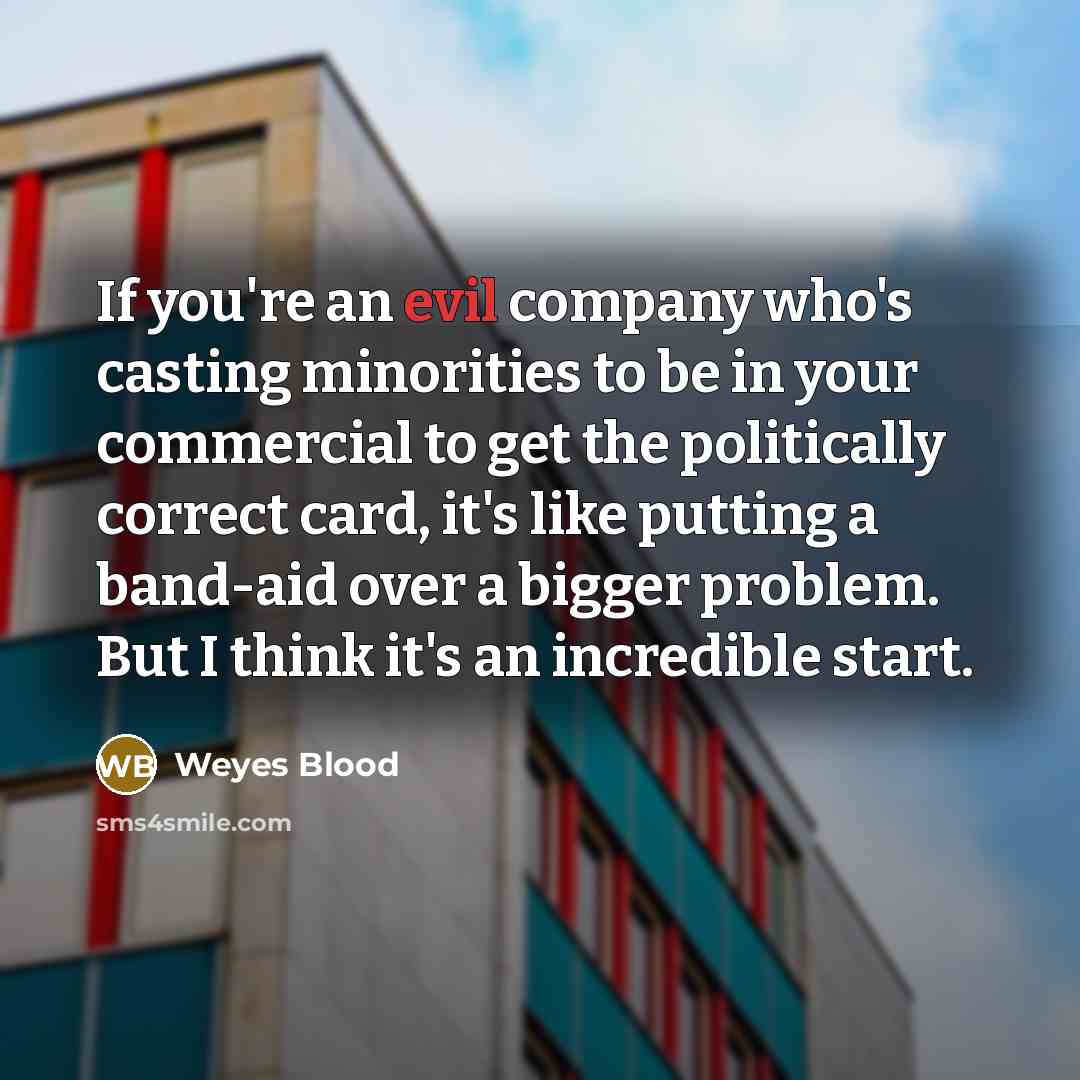“If you're an evil company who's casting minorities to be…” quote by Weyes Blood
