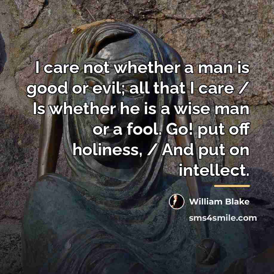 “I care not whether a man is good or evil;…” quote by William Blake