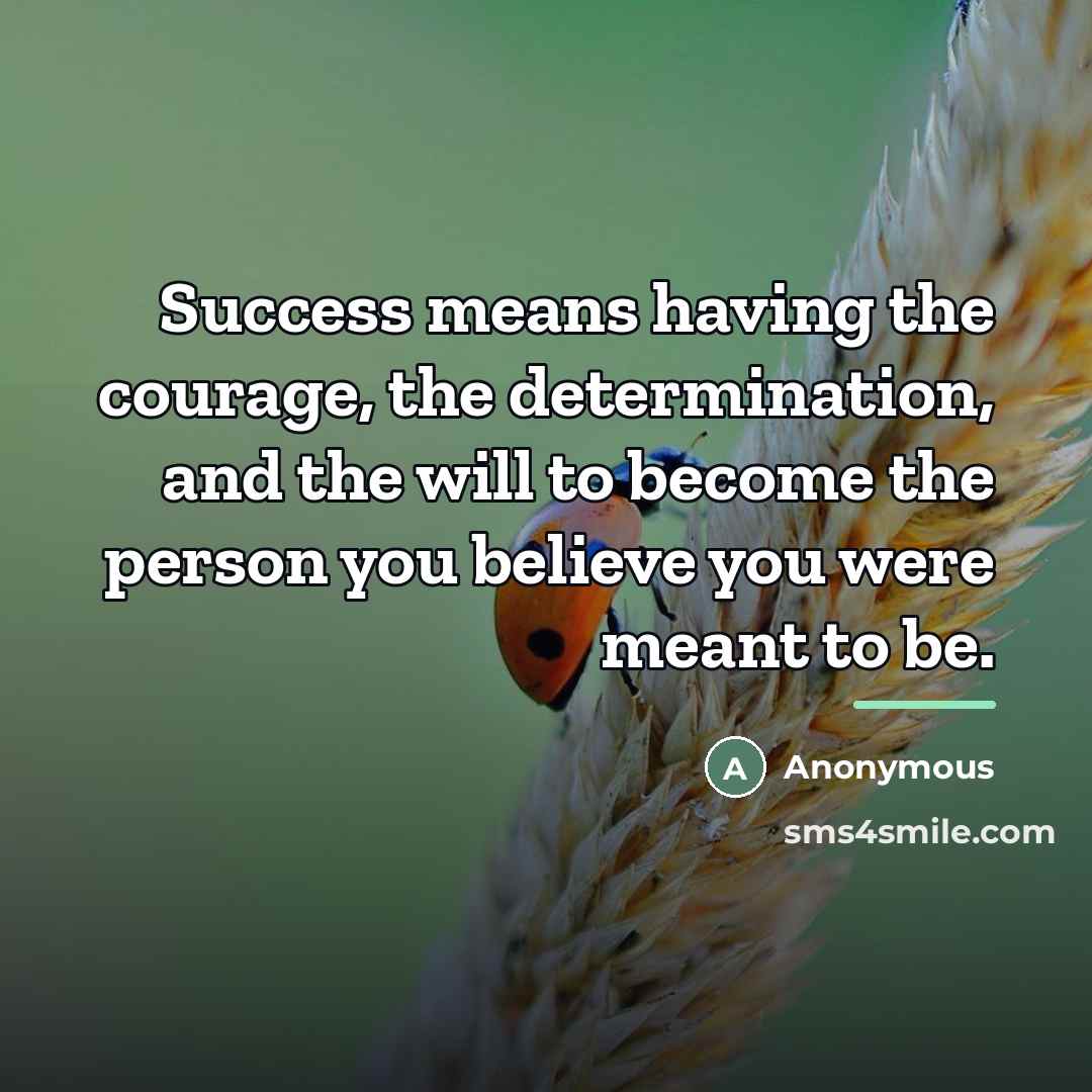“Success means having the courage, the determination, and the will…” quote by Anonymous