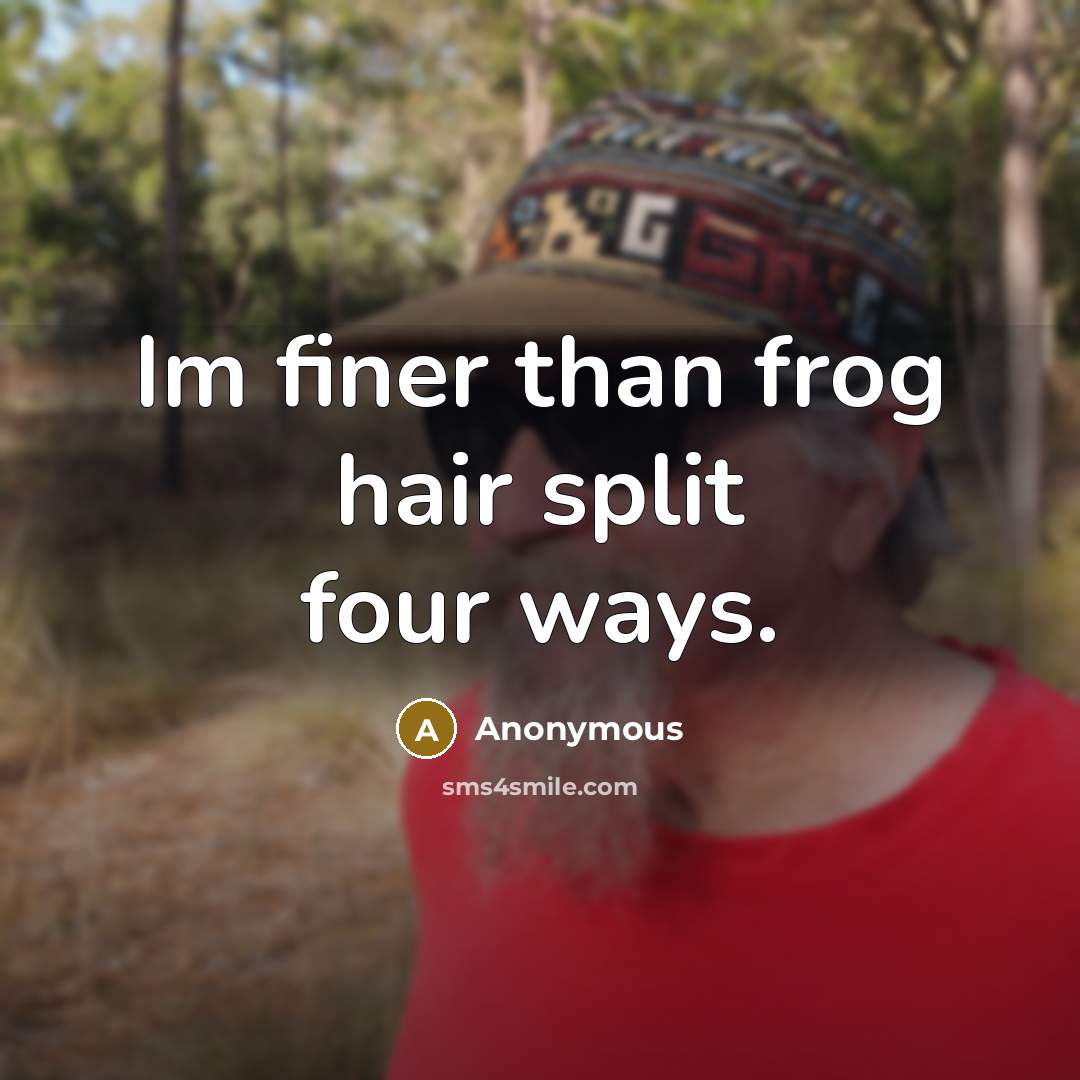 “Im finer than frog hair split four ways.” quote by Anonymous