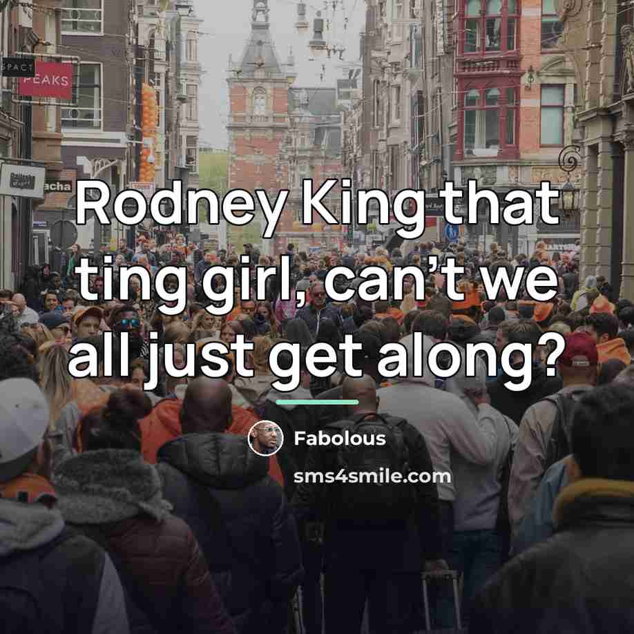 “Rodney King that ting girl, can't we all just get…” quote by Fabolous