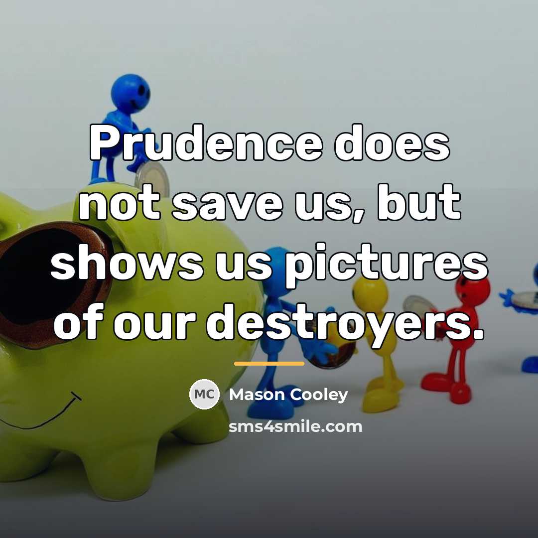 “Prudence does not save us, but shows us pictures of…” quote by Mason Cooley
