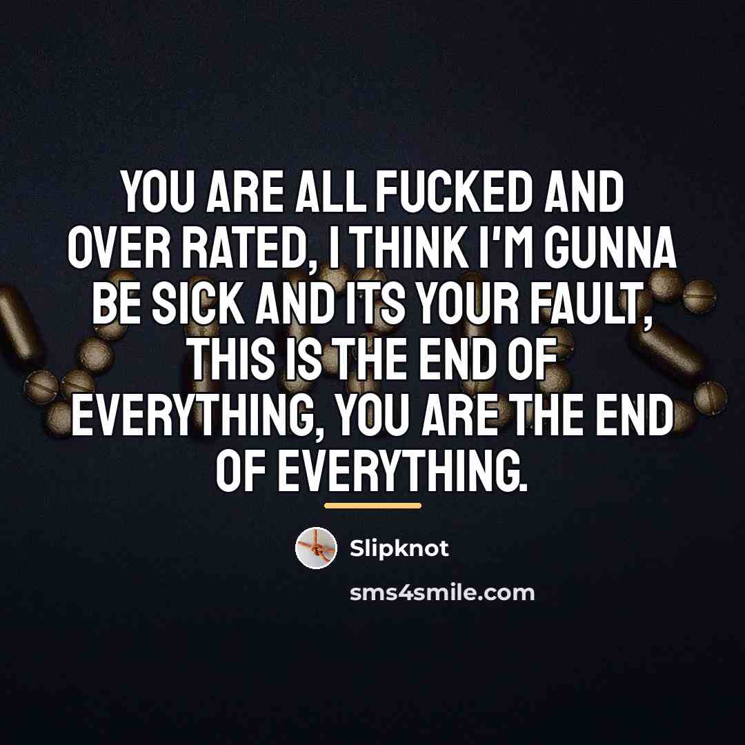 “You are all fucked and over rated, I think I'm…” quote by Slipknot