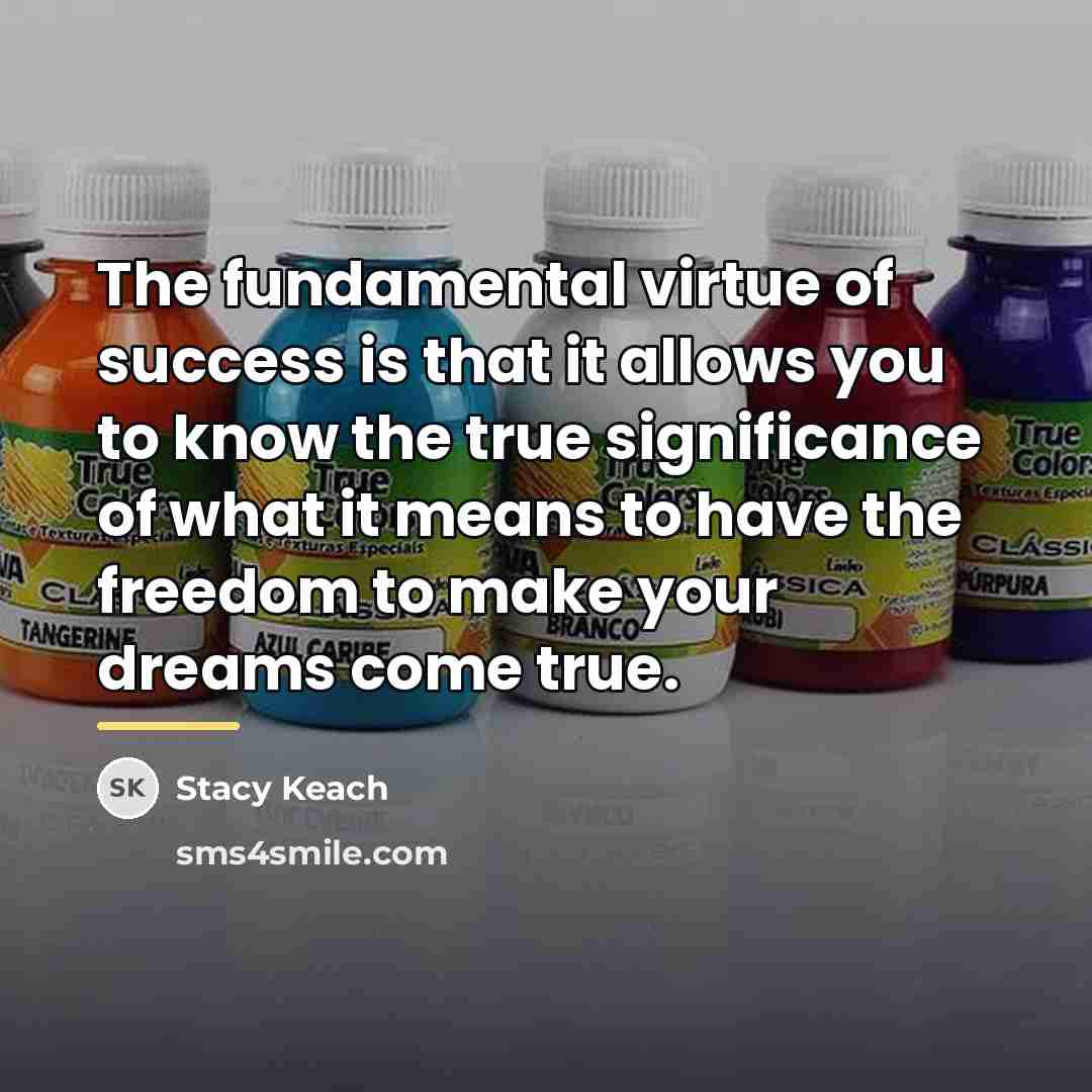“The fundamental virtue of success is that it allows you…” quote by Stacy Keach