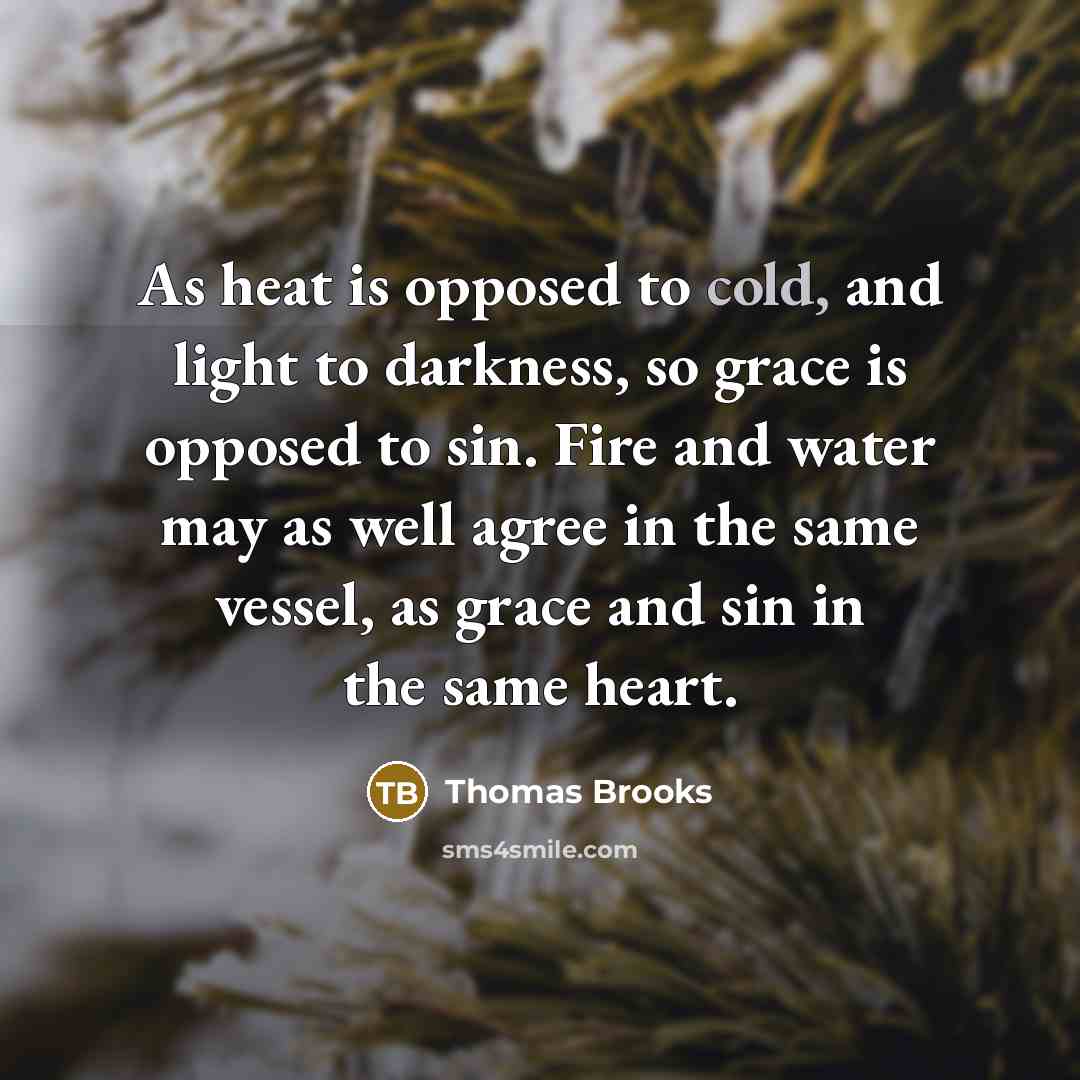 “As heat is opposed to cold, and light to darkness,…” quote by Thomas Brooks