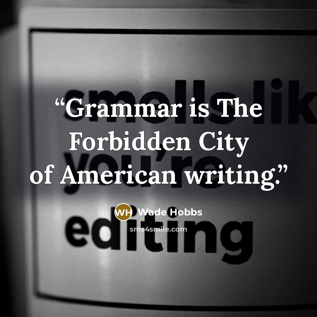 “Grammar is The Forbidden City of American writing.” quote by Wade Hobbs