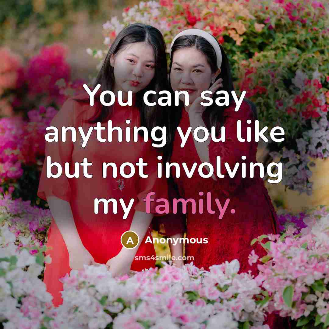 “You can say anything you like but not involving my family.” quote by Anonymous