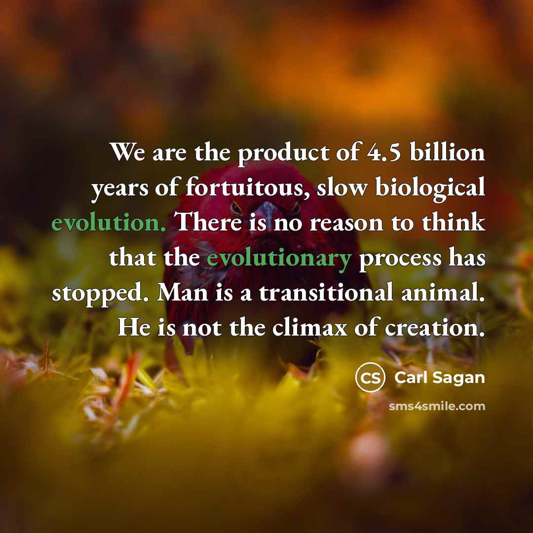 “We are the product of 4.5 billion years of fortuitous,…” quote by Carl Sagan