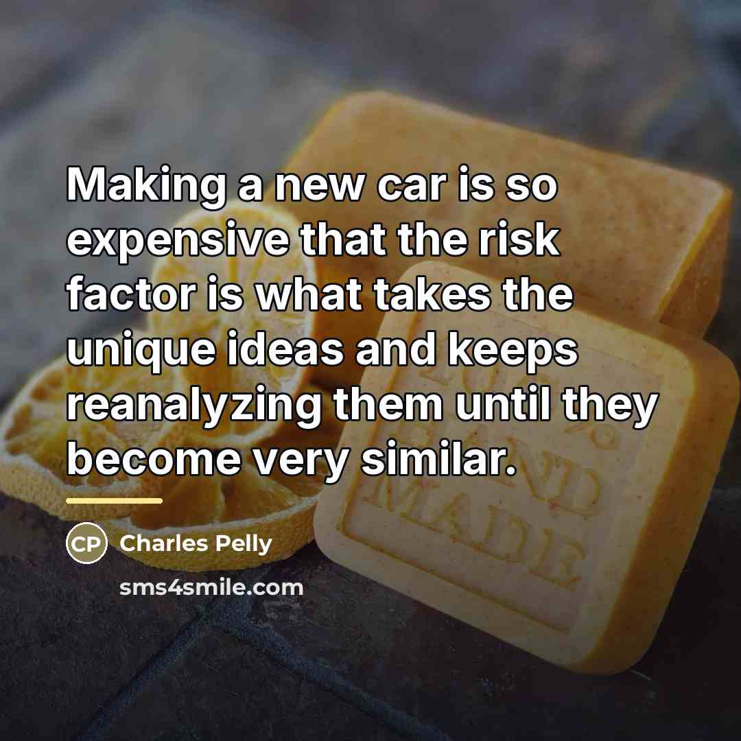 “Making a new car is so expensive that the risk…” quote by Charles Pelly