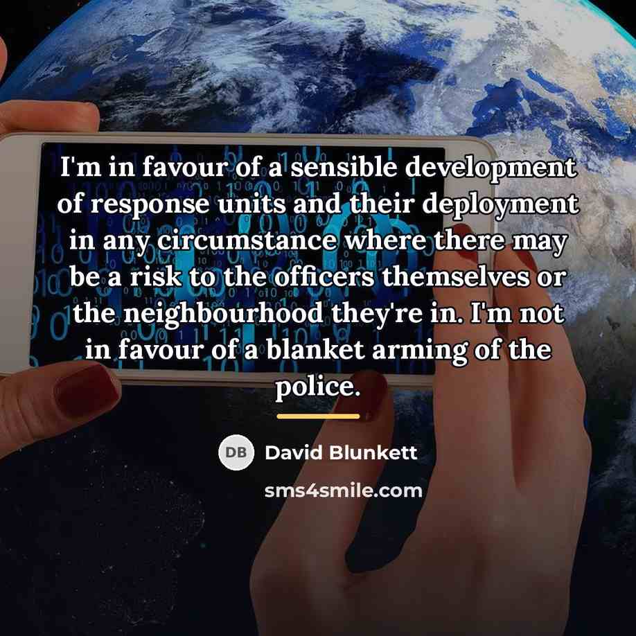 “I'm in favour of a sensible development of response units…” quote by David Blunkett