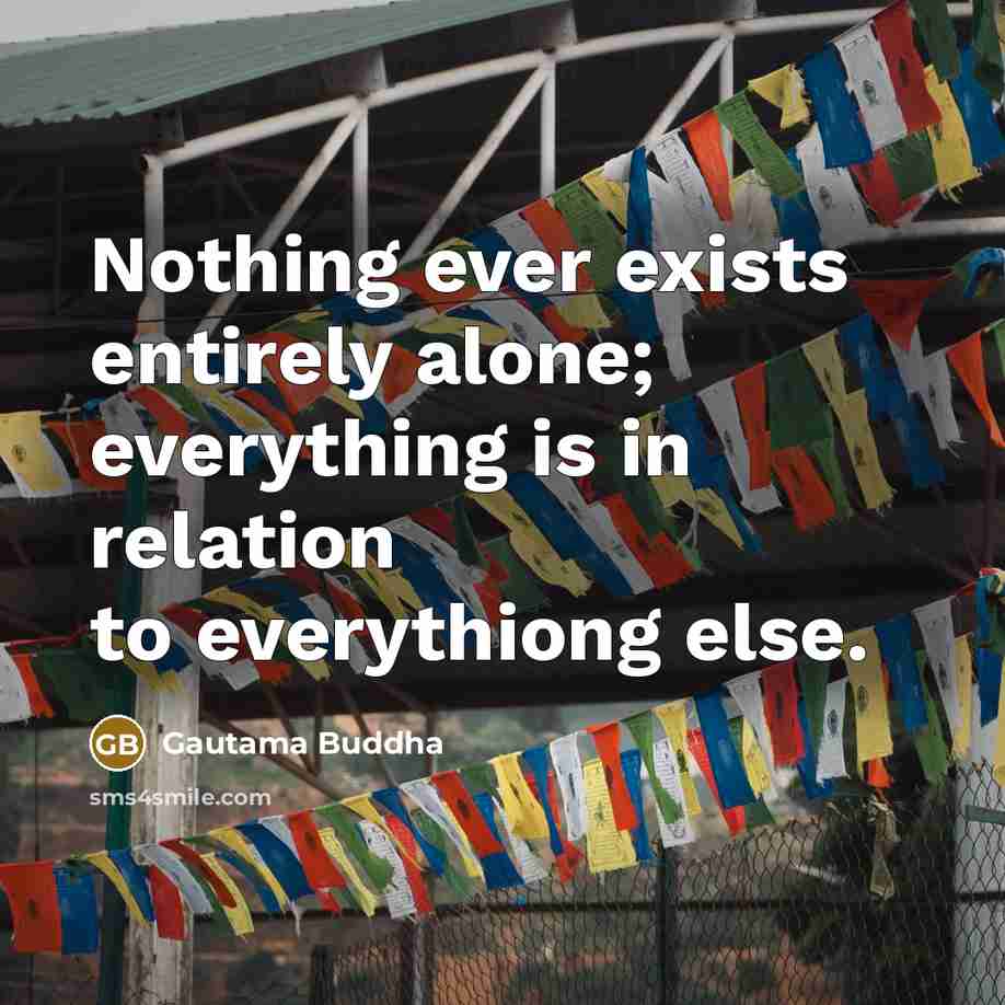 “Nothing ever exists entirely alone; everything is in relation to…” quote by Gautama Buddha