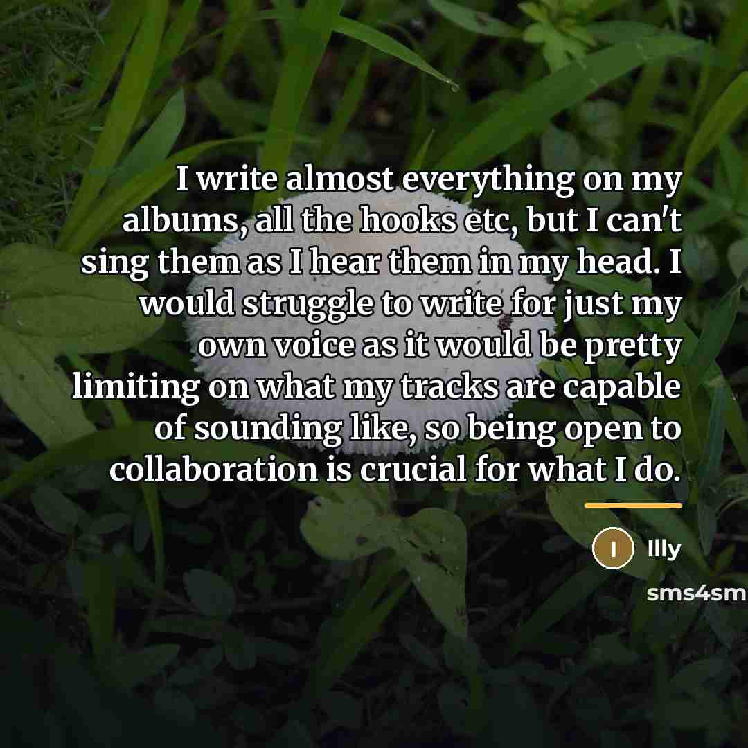 “I write almost everything on my albums, all the hooks…” quote by Illy