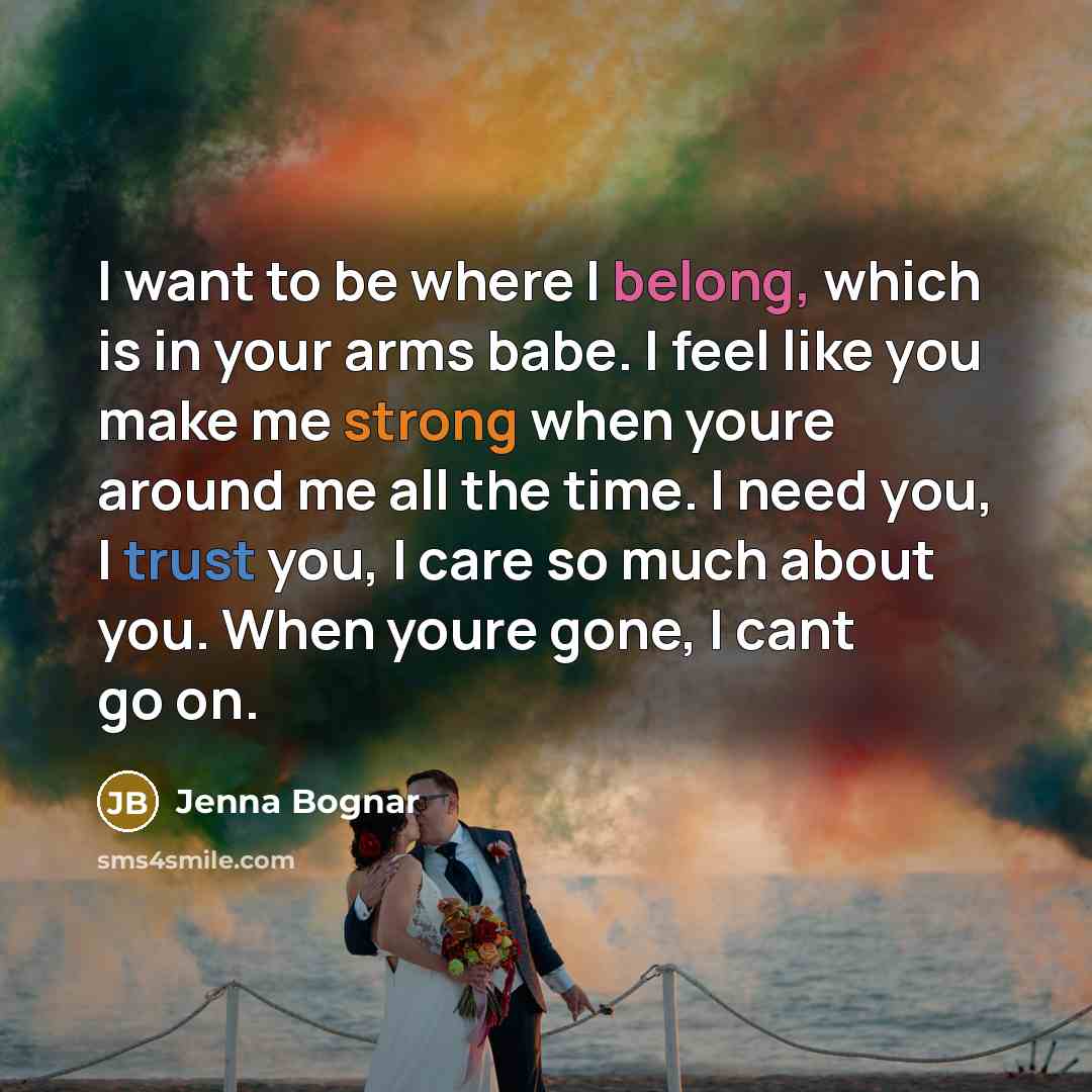 “I want to be where I belong, which is in…” quote by Jenna Bognar