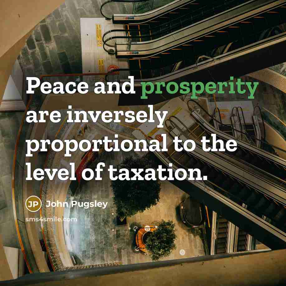 “Peace and prosperity are inversely proportional to the level of…” quote by John Pugsley