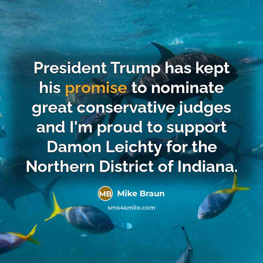“President Trump has kept his promise to nominate great conservative…” quote by Mike Braun