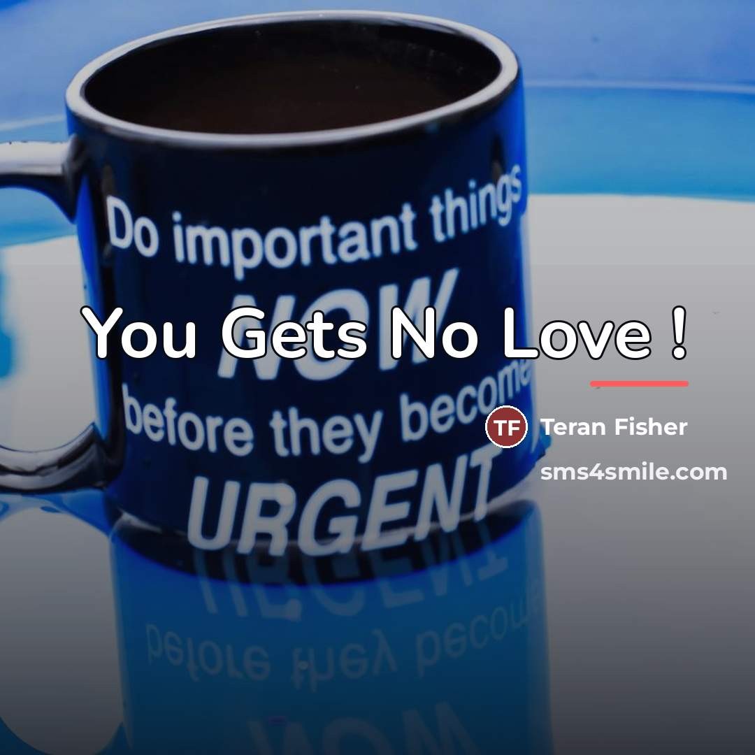 “You Gets No Love !…” quote by Teran Fisher
